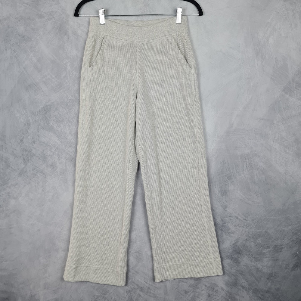 Pact Pants Womens XS Gray Organic Cotton Thermal Waffle Wide Leg Cropped